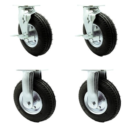 Service Caster Metro 461MBQ8AIR MBQ-8AIR Replacement Caster Set with Brakes, 4PK MET-SCC-100S280-PNB-TLB-2-R-2